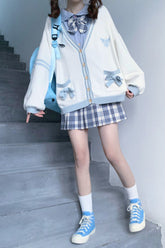 Lockerer süßer Kawaii-Cardigan mit Stickerei